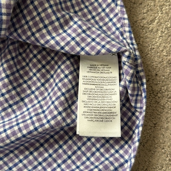 Ralph Lauren Purple Plaid Button Up Mens Med 100% Cotton Professional Work EUC - Picture 11 of 14